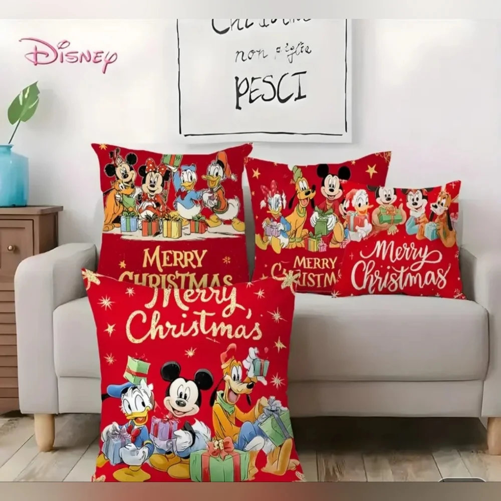 Festive Red Holiday Cushion Cover Set Of 4